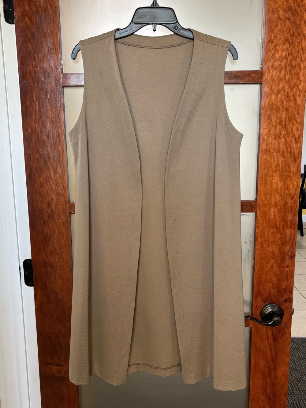 Sleeveless Open-Front Vest in Taupe
